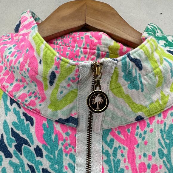 Lilly Pulitzer Skipper Popover Size M Let's Cha Cha Multicolor Print 1/2 Zip - Picture 4 of 13